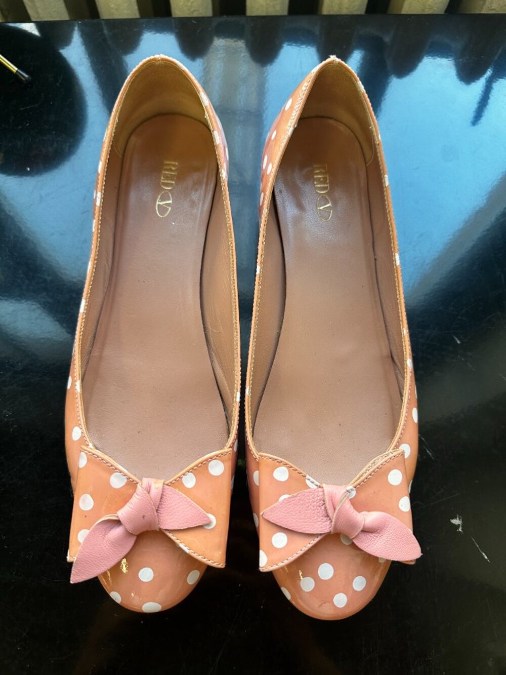 REDValentino Valentino Pink Patent Leather Polka Dot Flats sz 39.5 - Picture 6 of 7